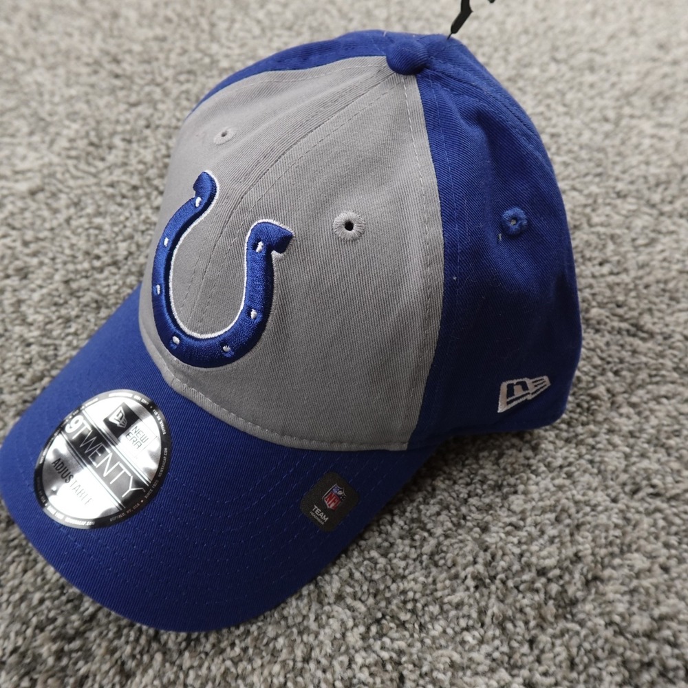 NEW Indianapolis Colts Hat‎ Cap Strap Back Gray Blue NFL Football New Era Mens